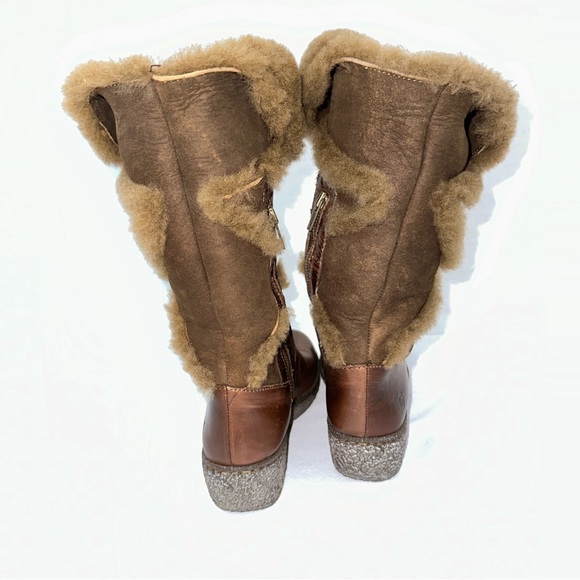 Born Women's Shearling Cognac Brown Suede Leather Mid Calf Boots US7 Luxury Core - Picture 3 of 14